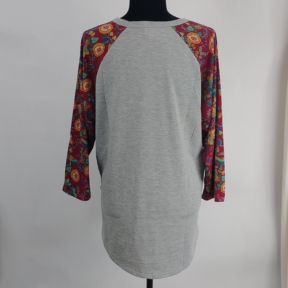 Lularoe Randy Gray With Floral Pattern Sleeves - Picture 7 of 8